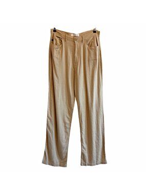 Kancan Annabelle High Rise Straight Linen Blend Trouser Pants Versatile Chic L